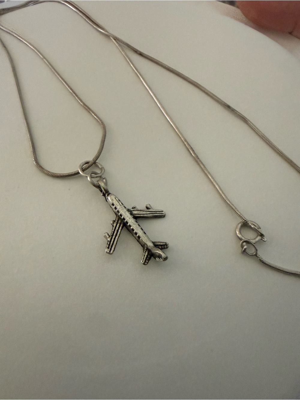 Silver tone Airplane Pendant Necklace -Accessories